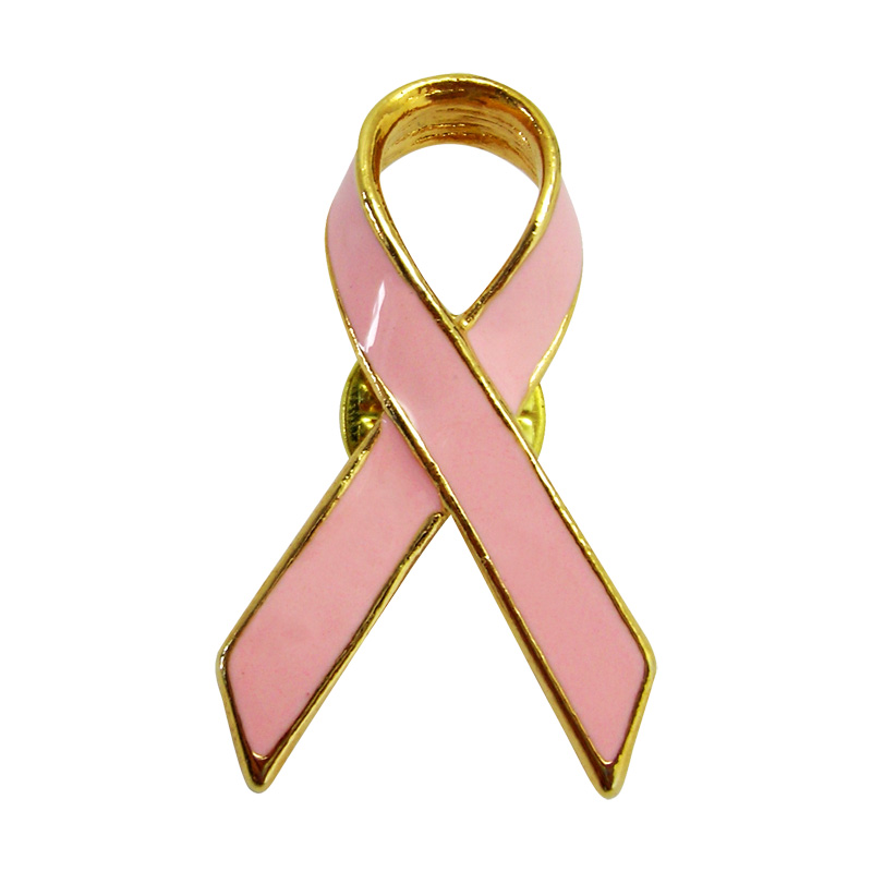 Custom Awareness Lapel Pin – Pink Ribbon Imitation Hard Enamel Badge for Breast Cancer Advocacy, Customizable Design