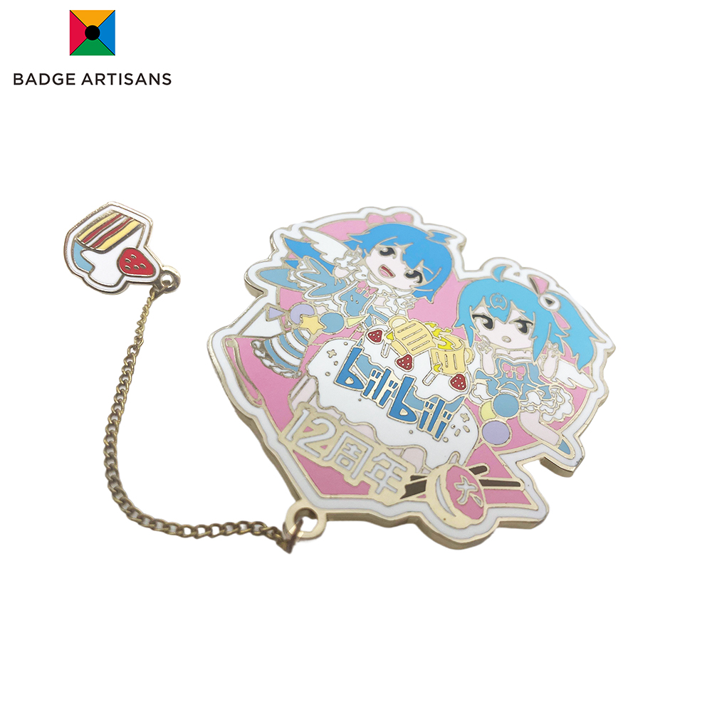 Bilibili 12th Custom Anniversary Badge – Gold Plated Soft Enamel Pin