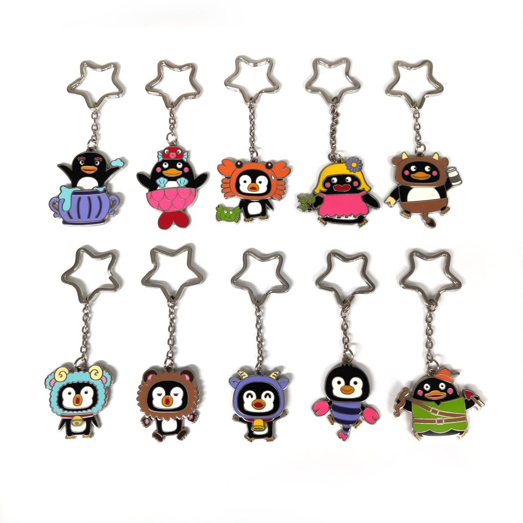 Custom Medal Keychains, Zodiac Penguin Design, Factory Direct Customization