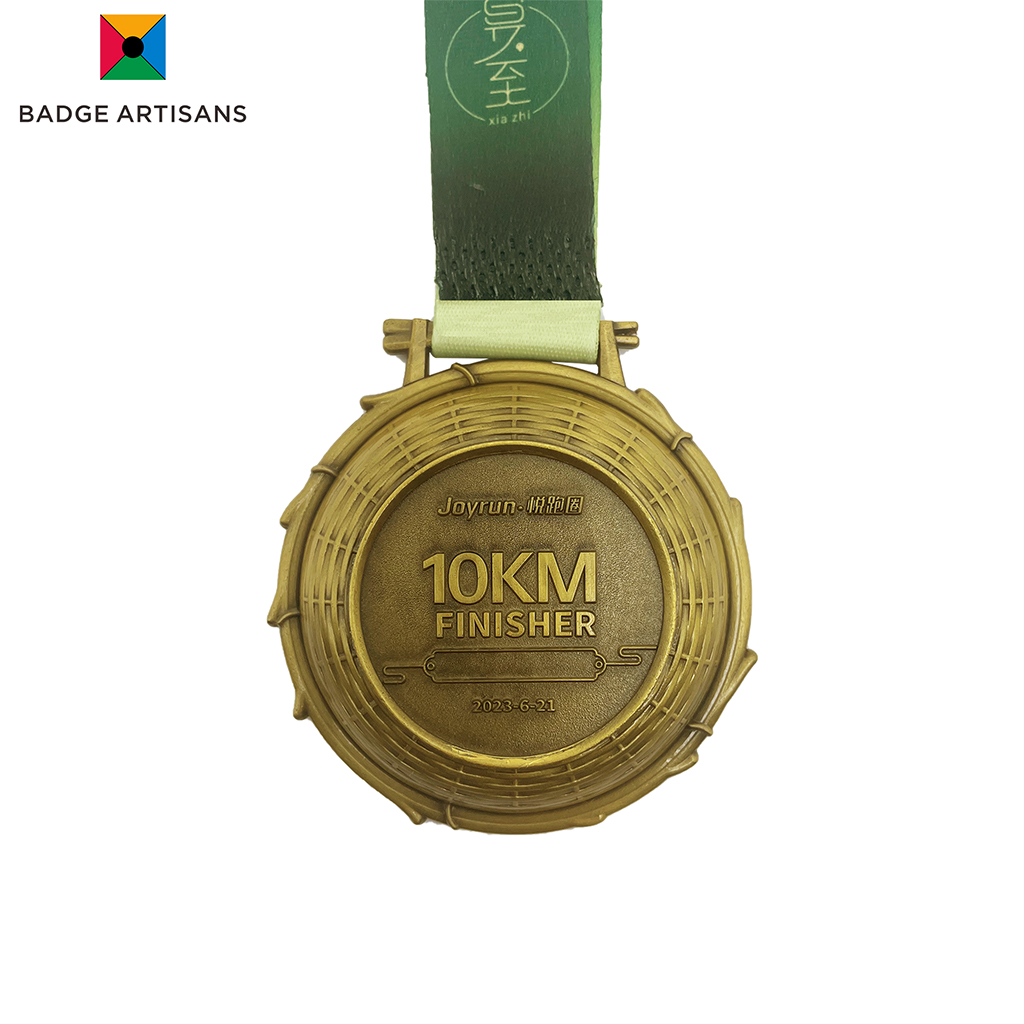 Custom Summer Solstice 10KM Finisher Medals for Awards – Bamboo Weave Design