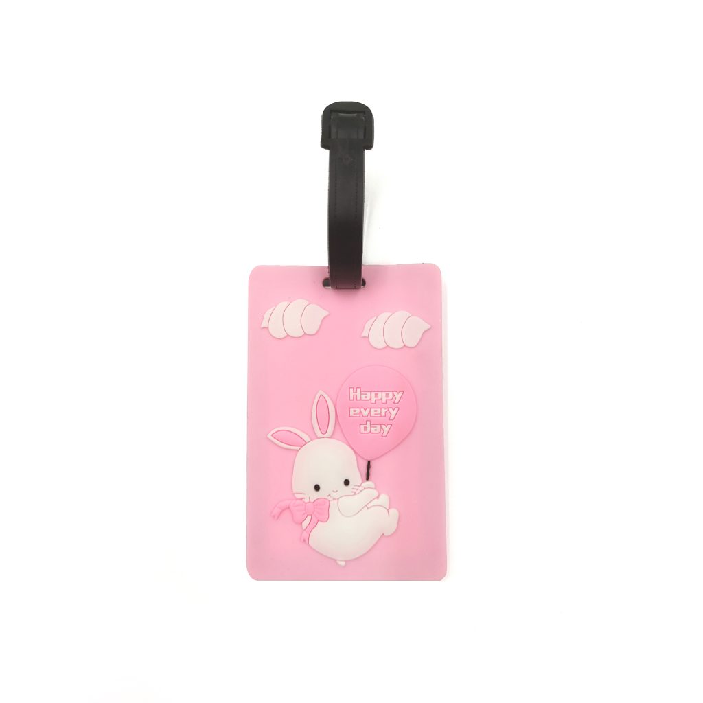 Pink rabbit luggage tag2