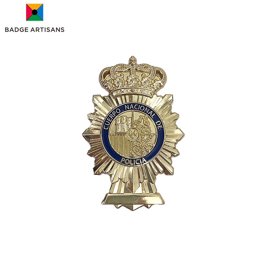 Authentic Custom Police Badge – Spanish National Police Emblem with Crown & Coat of Arms