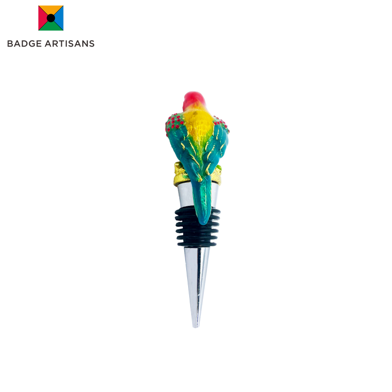 Custom bird-themed wine stopper in elegant packaging – great for corporate gifts or wedding favors