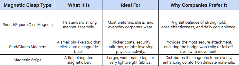 Your Guide to Perfecting Custom Magnetic Name Badges with Logo 6 Choosing the Right Magnetic Clasp