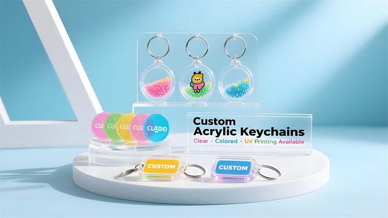 Custom Acrylic Keychains – Clear, Colored, UV Printing Available