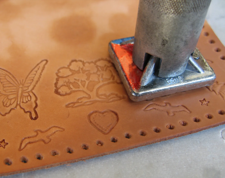 Leather debossing embossing process