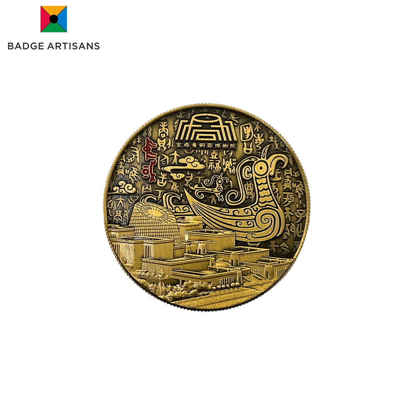 Custom Challenge Coins Bulk: Premium Antique Brass Dragon-Inspired Commemorative Coins