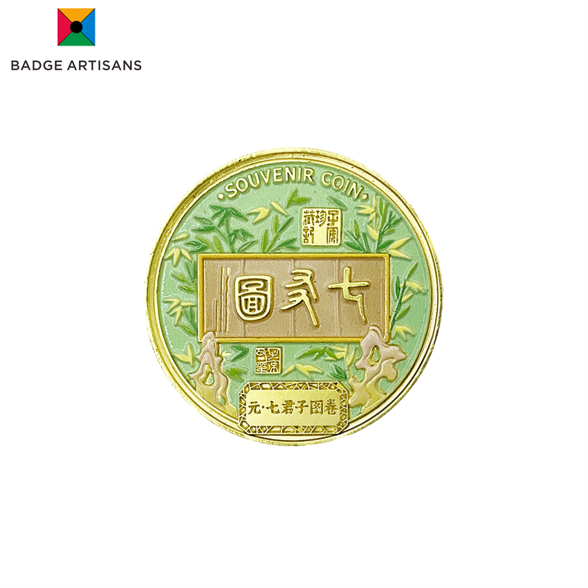 Premium Custom Challenge Coins for Sale: UV-Printed Gold-Plated Commemorative Coins from Badge Artisans