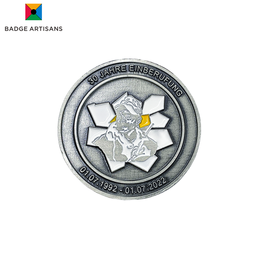 Custom Challenge Coins No Minimum: Premium Antique Silver Soft Enamel Coins for Military & Corporate Recognition