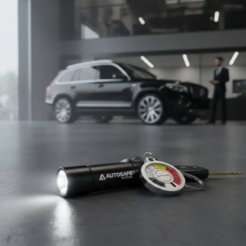 key chain flash light or a small tire