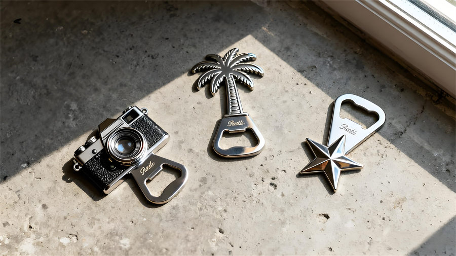 Display of various bottle openers