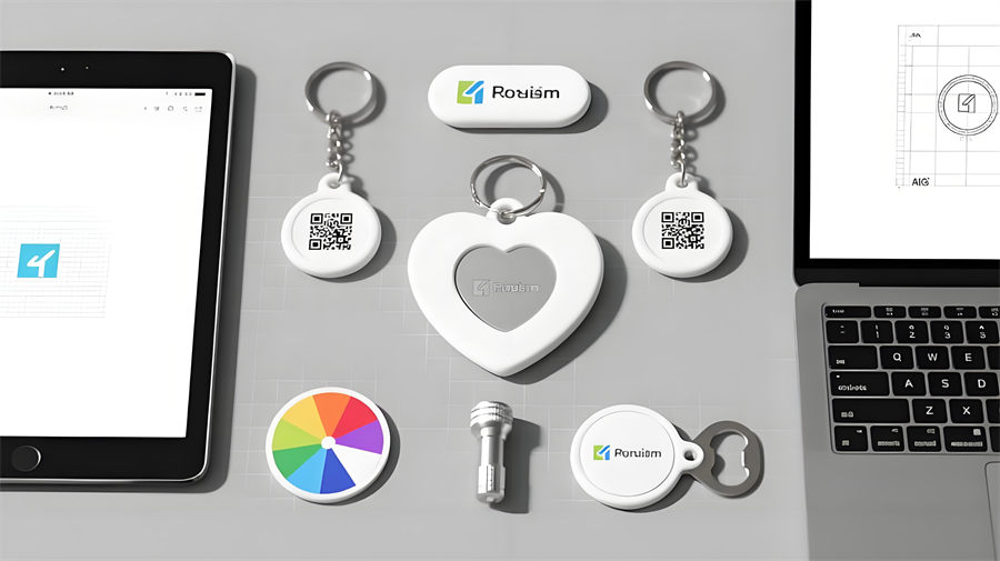 custom heart keychains logo placement