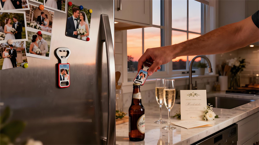 wedding favor bottle opener magnet