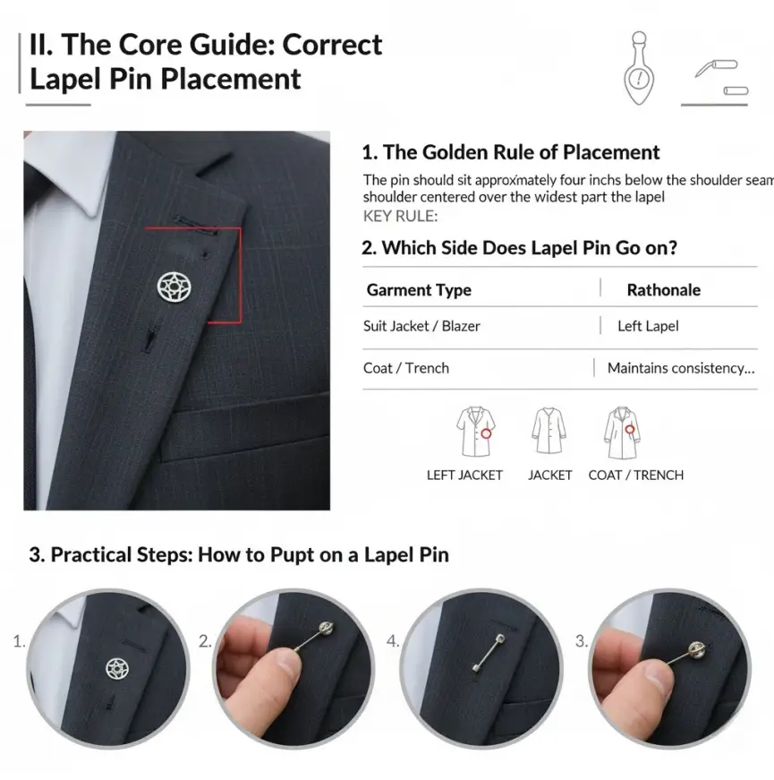 Correct Lapel Pin Placement