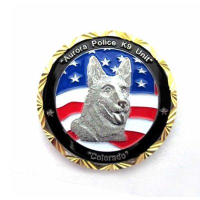 custom law enforcement challenge coins Aurora police K9 Unit
