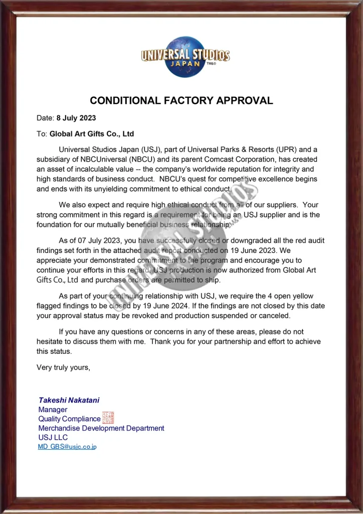 BadgeArtisans-Universal Studios Certificate