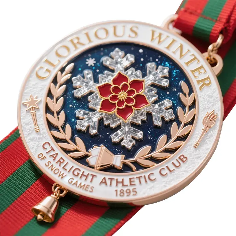 Soft-Enamel-Snowflakes-Crystal-Medal