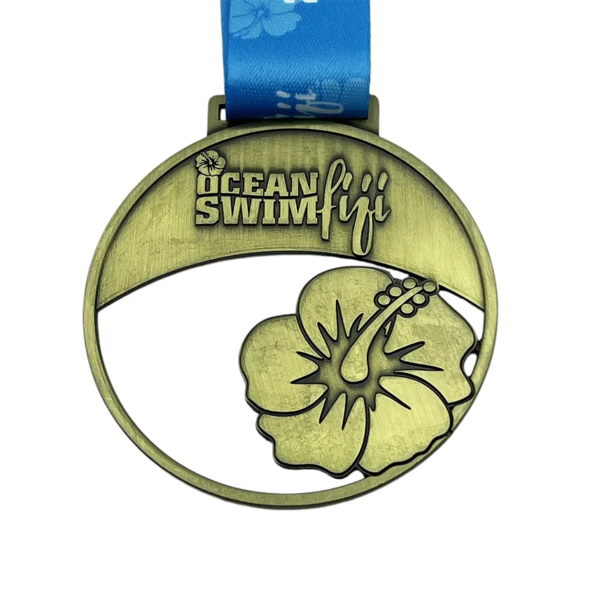 Antique-Brass-Cutout-Swimming-Medal