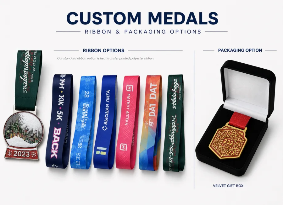 Custom Medals Ribbon & Packing Options