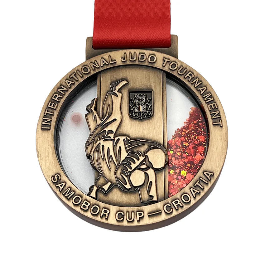 Judo-Tournament-Glitter-Antique-Gold-Medal