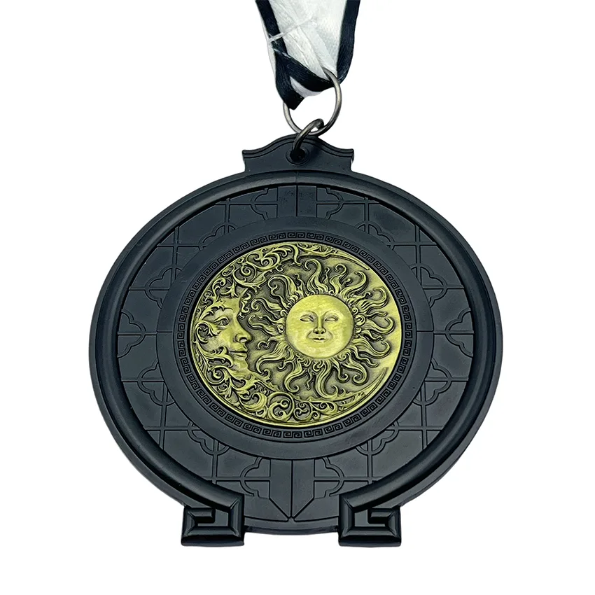 Matte-Black-&-Antique-Gold-Two-tone-Plating-Rotating-Medal